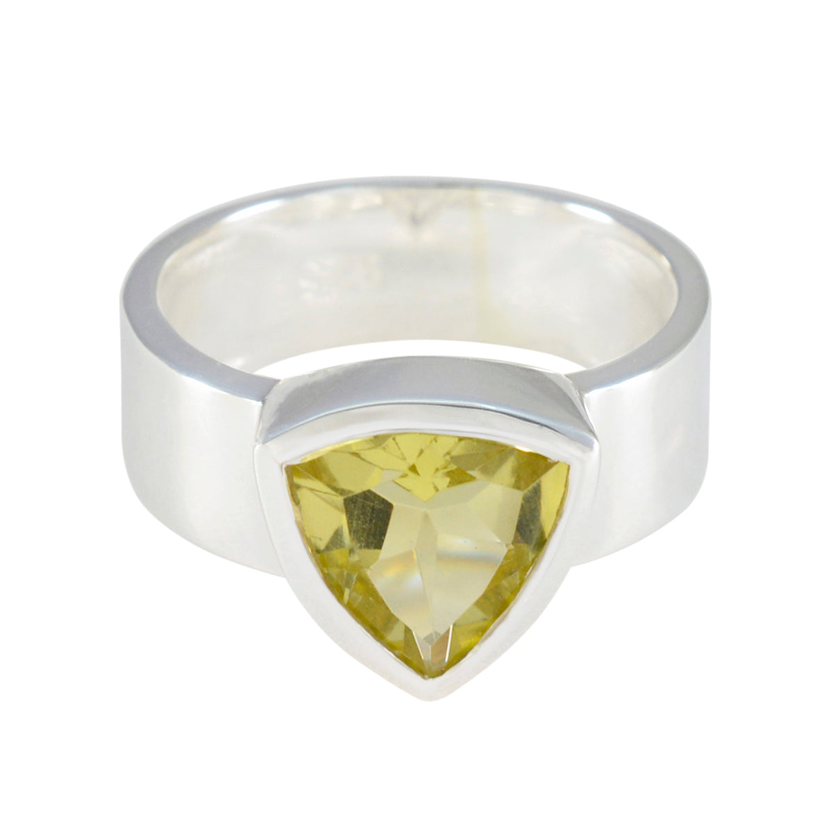 Lemon Quartz Solitaire Australian 925 Sterling Silver Yellow Gemstone Eye catching Signet Band Jewellery Hoofdafbeelding