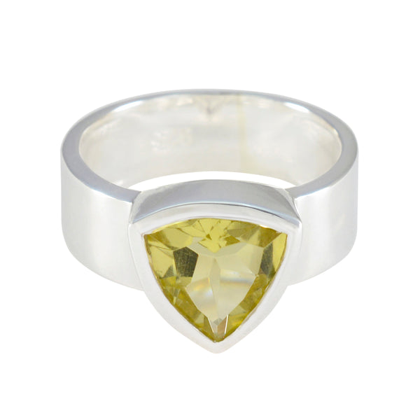 Lemon Quartz Solitaire Australian 925 Sterling Silver Yellow Gemstone Eye catching Signet Band Jewellery