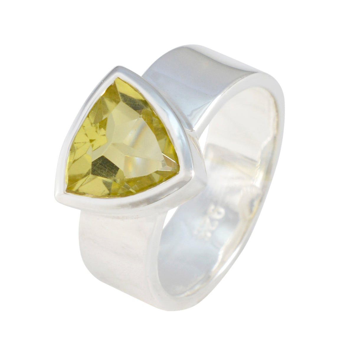 Lemon Quartz Solitaire Australian 925 Sterling Silver Yellow Gemstone Eye catching Signet Band Jewellery