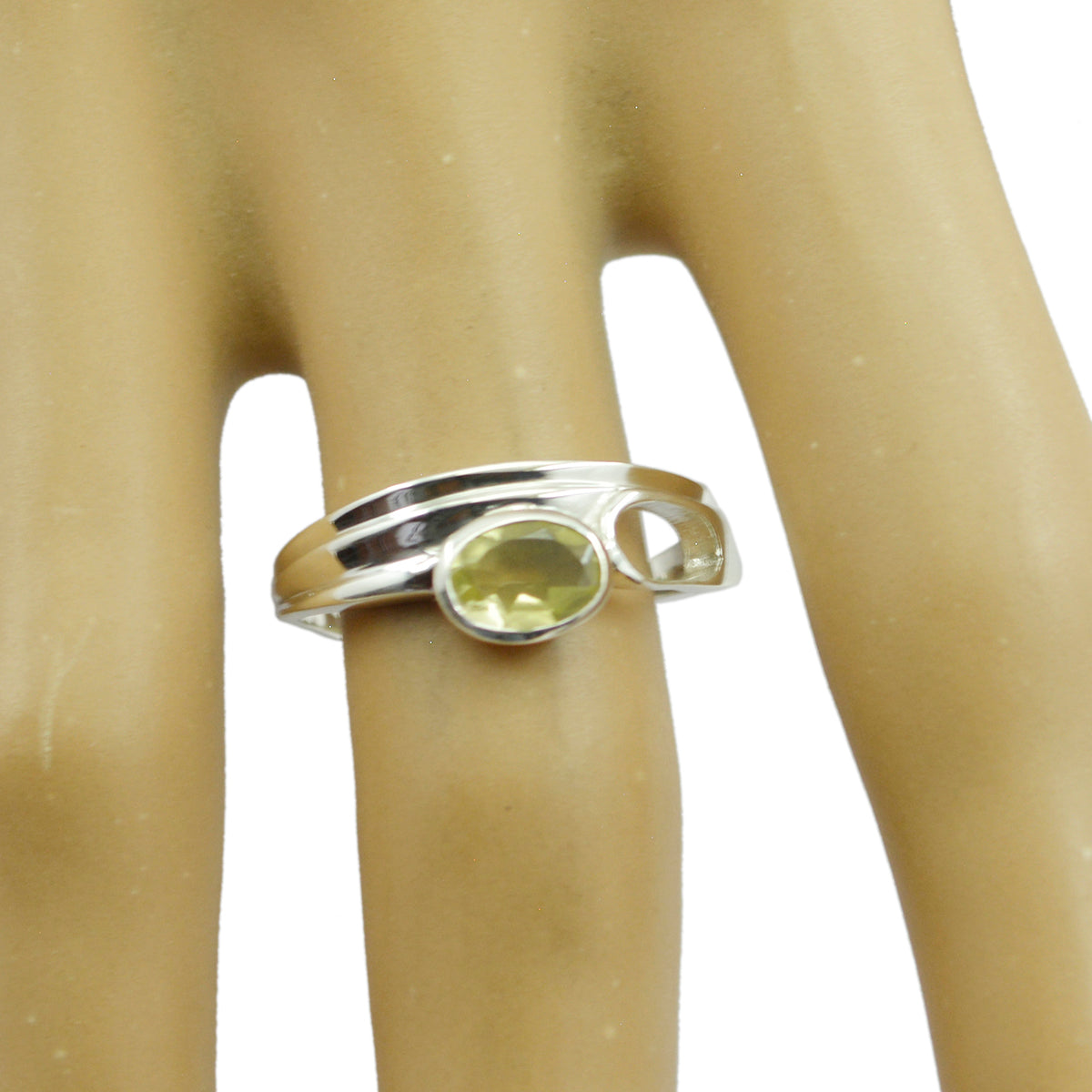 Lemon Quartz Solitaire Egyptian Sterling Silver Yellow Gemstone Featherlight Heritage Ring Jewellery