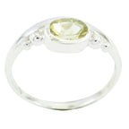 Lemon Quartz Solitaire Korean Sterling Silver Yellow Gemstones Delicate Fairytale Ring Jewelry