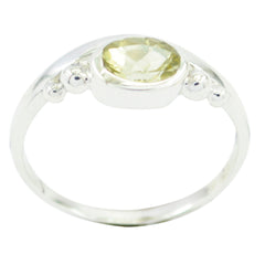 Lemon Quartz Solitaire Korean Sterling Silver Yellow Gemstones Delicate Fairytale Ring Jewelry
