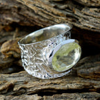 Lemon Quartz Solitaire French 92.5 Silver Yellow Gemstone Essential  engravings Ring Jewellery