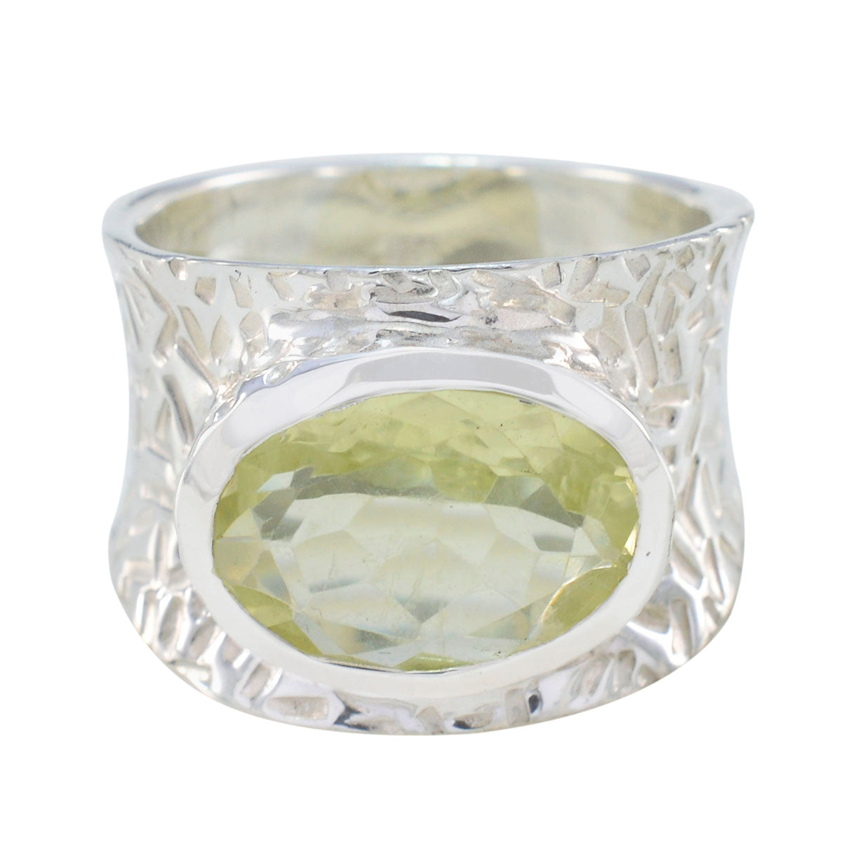 Lemon Quartz Solitaire French 92.5 Silver Yellow Gemstone Essential  engravings Ring Jewellery Main image