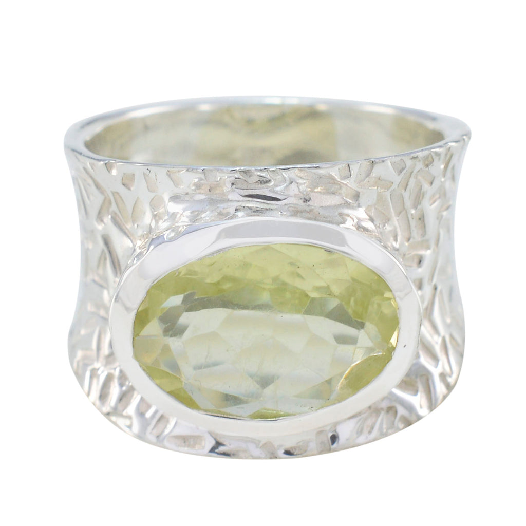 Lemon Quartz Solitaire French 92.5 Silver Yellow Gemstone Essential  engravings Ring Jewellery