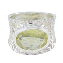 Lemon Quartz Solitaire French 92.5 Silver Yellow Gemstone Essential  engravings Ring Jewellery