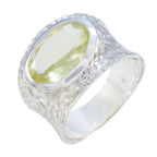 Lemon Quartz Solitaire French 92.5 Silver Yellow Gemstone Essential  engravings Ring Jewellery
