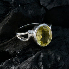 Lemon Quartz Solitaire Moroccan 92.5 Silver Yellow Gems Tiny Traditional Ring Jewelry