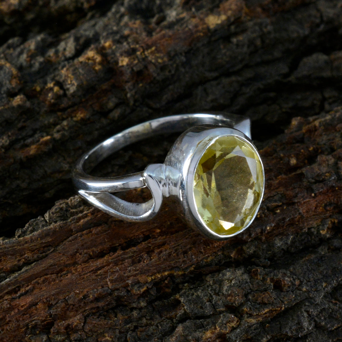 Lemon Quartz Solitaire Moroccan 92.5 Silver Yellow Gems Tiny Traditional Ring Jewelry