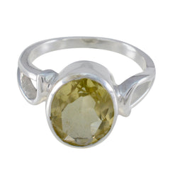 Lemon Quartz Solitaire Moroccan 92.5 Silver Yellow Gems Tiny Traditional Ring Jewelry