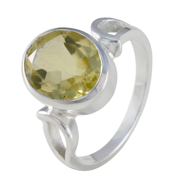 Lemon Quartz Solitaire Moroccan 92.5 Silver Yellow Gems Tiny Traditional Ring Jewelry