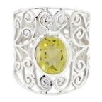 Lemon Quartz Solitaire Middle Eastern Sterling Silver Yellow Gems Eye catching Filigree Ring Jewelry