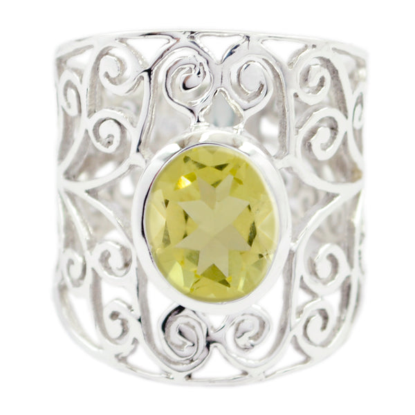 Lemon Quartz Solitaire Middle Eastern Sterling Silver Yellow Gems Eye catching Filigree Ring Jewelry