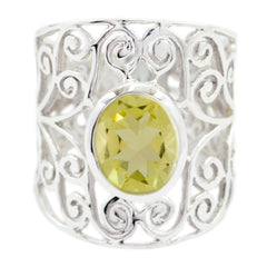 Lemon Quartz Solitaire Middle Eastern Sterling Silver Yellow Gems Eye catching Filigree Ring Jewelry