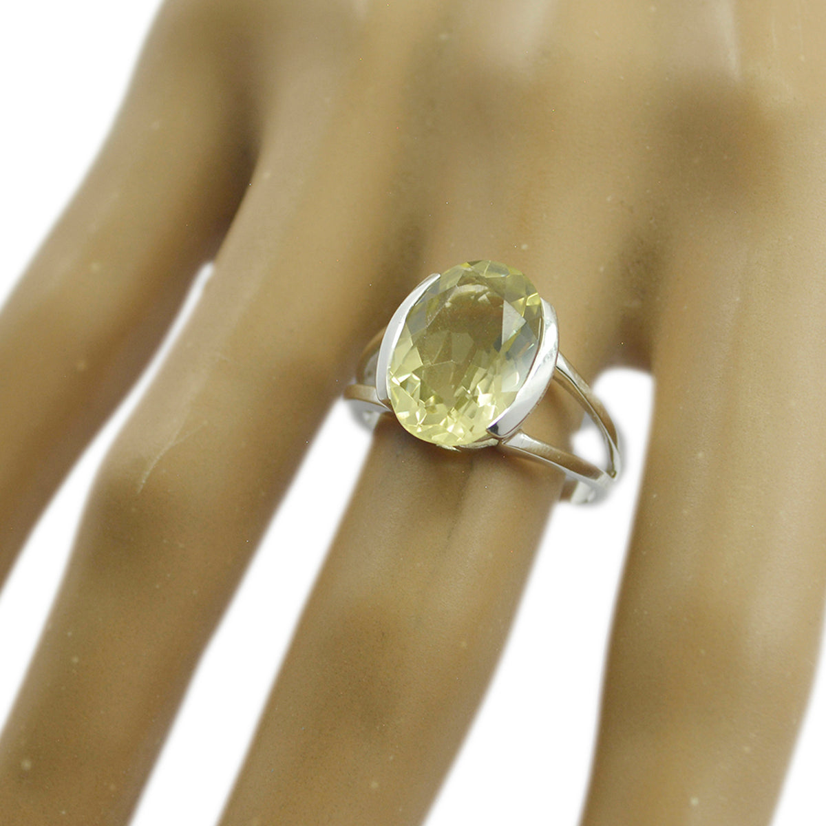 Lemon Quartz Solitaire Moroccan 925 Sterling Silver Yellow Gemstone Mid weight Romantic Ring Jewellery
