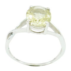 Lemon Quartz Solitaire American 92.5 Silver Yellow Gemstone Delicate Glamorous Ring Jewellery
