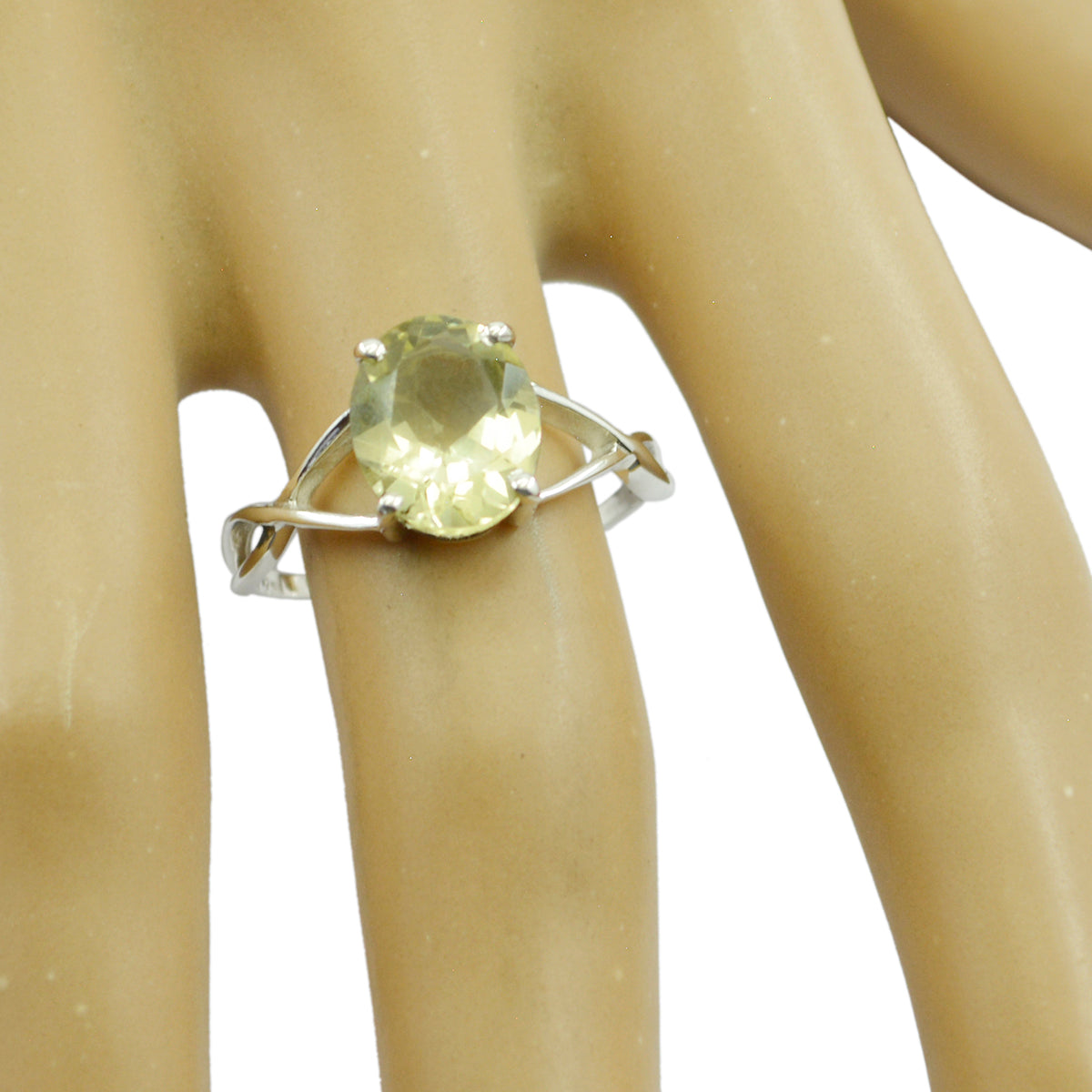 Bague délicate et glamour en argent 92,5 avec solitaire en quartz citron et pierre précieuse jaune Image secondaire du produit