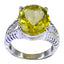 Lemon Quartz Solitaire Russian Silver Yellow Gemstone Classic  Glamorous Ring Jewelry