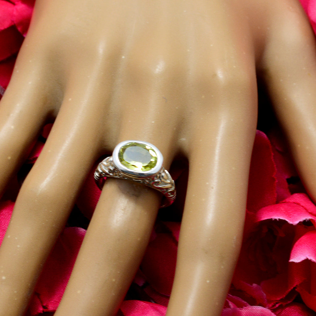 Lemon Quartz Solitaire Russian 92.5 Silver Yellow Gemstone Minimal Art Deco Ring Jewelry