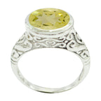 Lemon Quartz Solitaire Russian 92.5 Silver Yellow Gemstone Minimal Art Deco Ring Jewelry