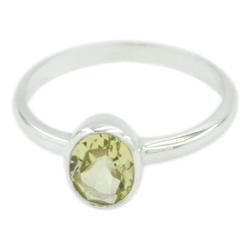Lemon Quartz Solitaire American Sterling Silver Yellow Gemstones Delicate Fairytale Ring Jewelry