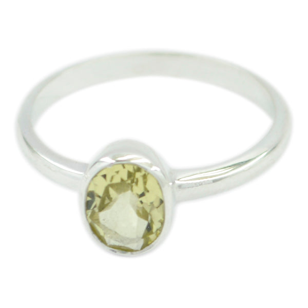 Lemon Quartz Solitaire American Sterling Silver Yellow Gemstones Delicate Fairytale Ring Jewelry