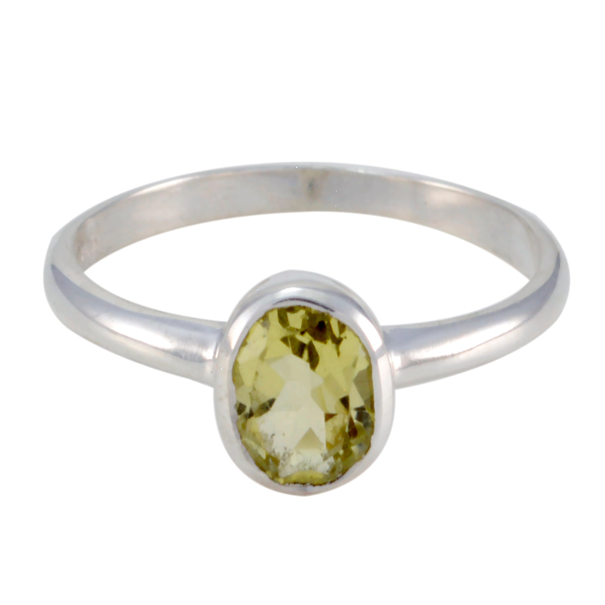 Lemon Quartz Solitaire American Sterling Silver Yellow Gemstones Delicate Fairytale Ring Jewelry