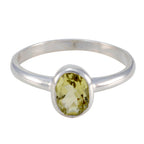 Lemon Quartz Solitaire American Sterling Silver Yellow Gemstones Delicate Fairytale Ring Jewelry