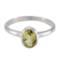 Lemon Quartz Solitaire American Sterling Silver Yellow Gemstones Delicate Fairytale Ring Jewelry