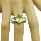 Lemon Quartz Solitaire Latin American 925 Sterling Silver Yellow Gemstone Eye catching Rope Wire Ring Jewellery