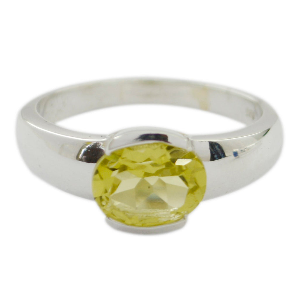 Lemon Quartz Solitaire Egyptian 925 Silver Yellow Gemstone Mid weight Graceful Ring Jewelry