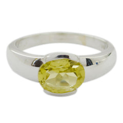 Lemon Quartz Solitaire Egyptian 925 Silver Yellow Gemstone Mid weight Graceful Ring Jewelry