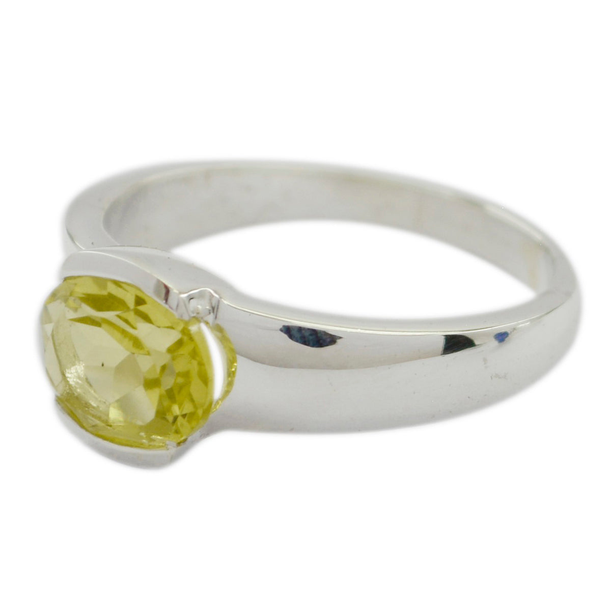 Lemon Quartz Solitaire Egyptian 925 Silver Yellow Gemstone Mid weight Graceful Ring Jewelry