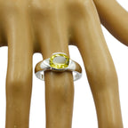 Lemon Quartz Solitaire Egyptian 925 Silver Yellow Gemstone Mid weight Graceful Ring Jewelry