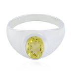 Lemon Quartz Solitaire French 925 Sterling Silver Yellow Gemstones Minimal Modern Ring Jewellery