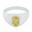 Lemon Quartz Solitaire French 925 Sterling Silver Yellow Gemstones Minimal Modern Ring Jewellery