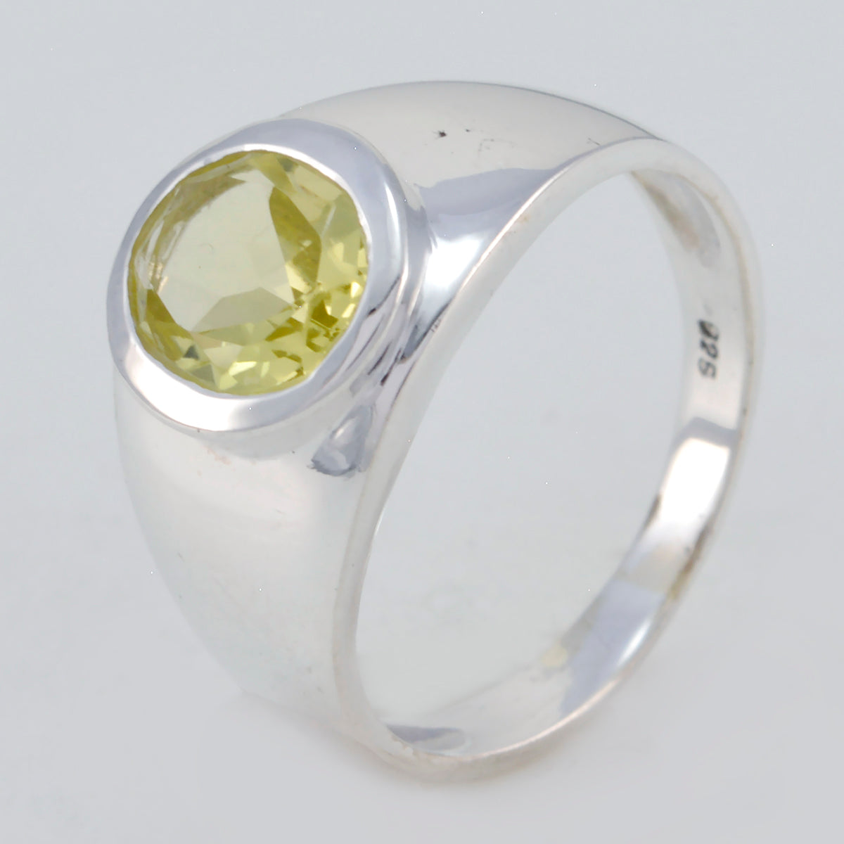 Lemon Quartz Solitaire French 925 Sterling Silver Yellow Gemstones Minimal Modern Ring Jewellery Secondary image