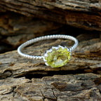 Lemon Quartz Solitaire American 925 Sterling Silver Yellow Gemstones Elegant  Twist Ring Jewelry