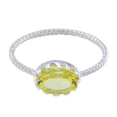 Lemon Quartz Solitaire American 925 Sterling Silver Yellow Gemstones Elegant  Twist Ring Jewelry
