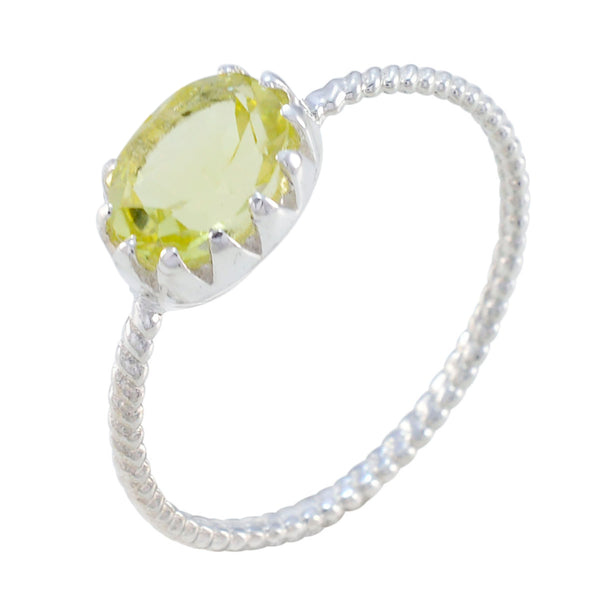 Lemon Quartz Solitaire American 925 Sterling Silver Yellow Gemstones Elegant  Twist Ring Jewelry