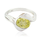 Lemon Quartz Solitaire French 92.5 Silver Yellow Gems Slim Artisan Ring Jewellery