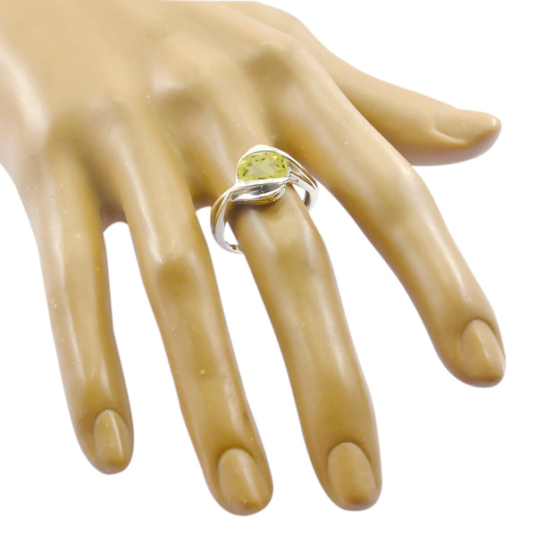 Lemon Quartz Solitaire French 92.5 Silver Yellow Gems Slim Artisan Ring Jewellery
