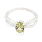 Lemon Quartz Solitaire Japanese Silver Yellow Gemstones Delicate Luxurious Ring Jewelry