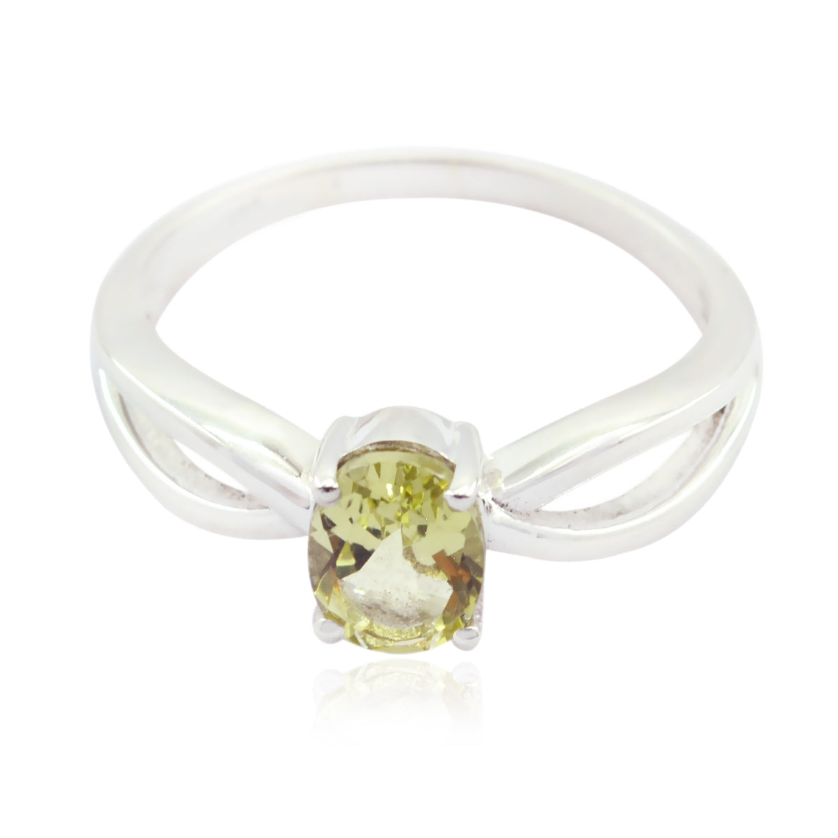 Lemon Quartz Solitaire Japanese Silver Yellow Gemstones Delicate Luxurious Ring Jewelry