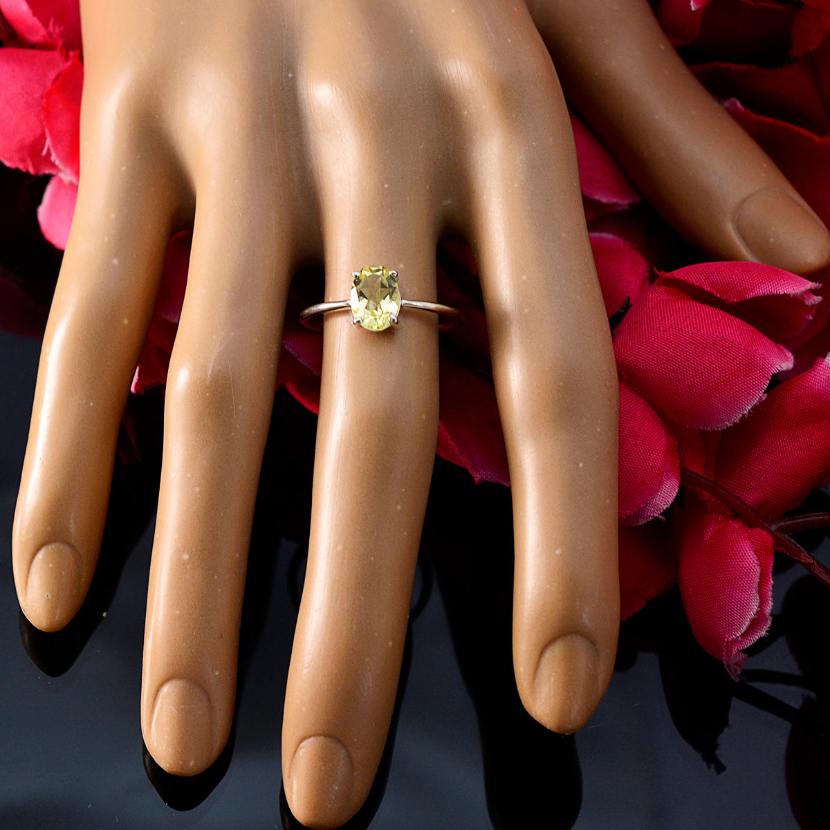 Lemon Quartz Solitaire Japanese 925 Silver Yellow Gemstones Elegant  Fairytale Ring Jewellery
