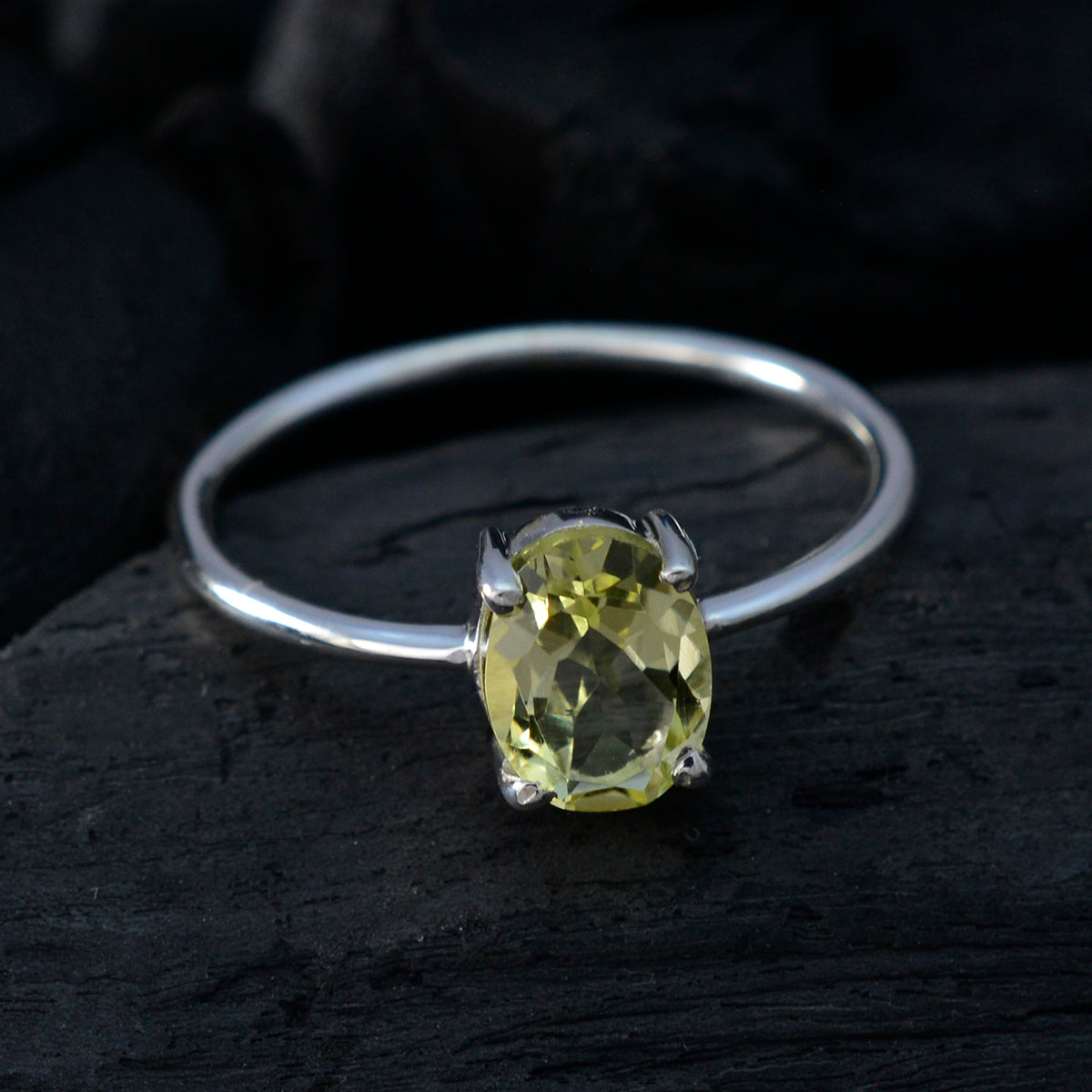 Lemon Quartz Solitaire Japanese 925 Silver Yellow Gemstones Elegant  Fairytale Ring Jewellery