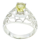 Lemon Quartz Solitaire Italian Sterling Silver Yellow Gemstones Featherlight Filigree Ring Jewellery