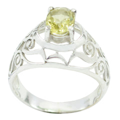 Lemon Quartz Solitaire Italian Sterling Silver Yellow Gemstones Featherlight Filigree Ring Jewellery