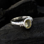 Lemon Quartz Solitaire American 925 Sterling Silver Yellow Gems Delicate Fairytale Ring Jewelry