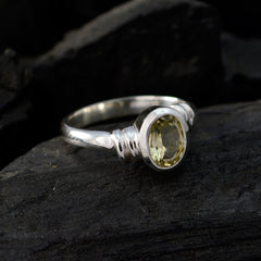 Lemon Quartz Solitaire American 925 Sterling Silver Yellow Gems Delicate Fairytale Ring Jewelry